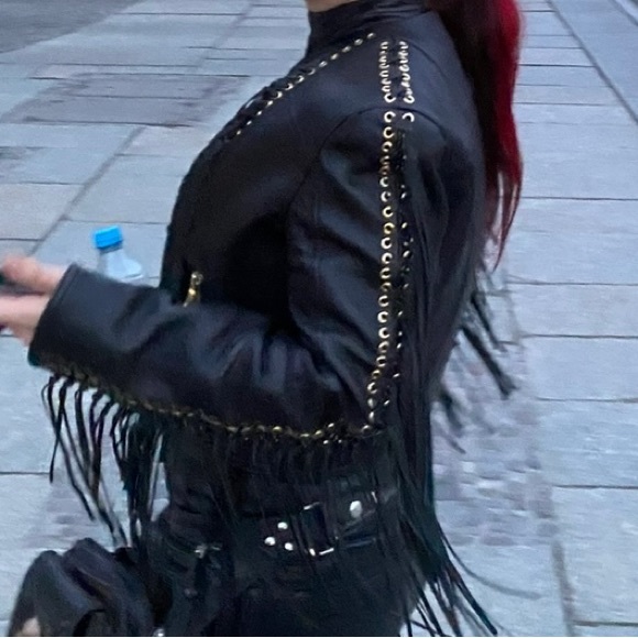 Balmain Paris Genuine Lamb Skin Biker Leather Jacket Size 42 FR - Picture 9 of 10